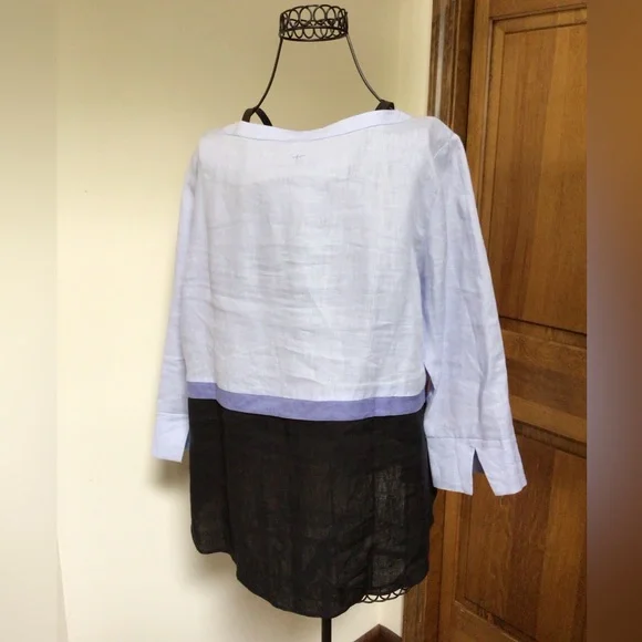 Colorblock linen blouse, Medium - Picture 3 of 4